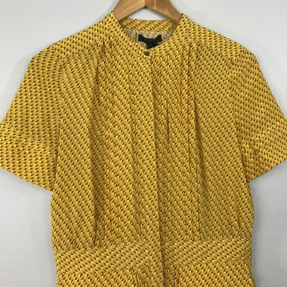 Pleated Short Sleeve Dress Marigold Size 6 NWT MSRP $2500 Belstaff 100% Silk - Picture 10 of 14